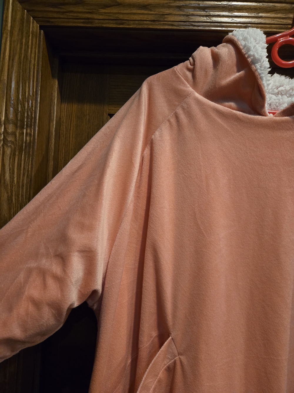Plush Hooded Lounge Poncho in Soft Pink - Picture 10 of 16